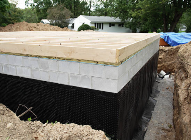 New Construction exterior Basement Waterproofing.